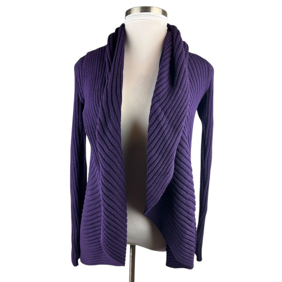 Ralph Lauren Ribbed Open Front Drape Shawl Cardigan Purple Women's Size L/XL - Picture 15 of 16